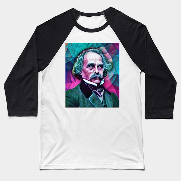 Nathaniel Hawthorne Portrait | Nathaniel Hawthorne Artwork 7 Baseball T-Shirt by JustLit